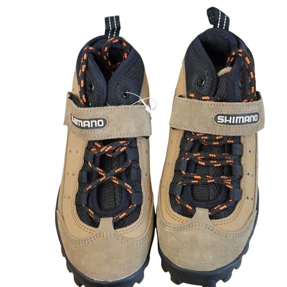 NWOB Shimano SPD SH-M057 Cycling Shoes Size 7 Tan/Black Lace-Up & Velcro Closure - Picture 2 of 11